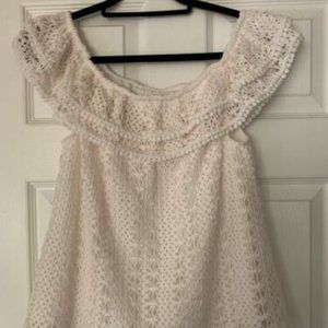 SEZANE Off the shoulder Ecru Top Crochet Size XL Worn Once! Excellent Condition!